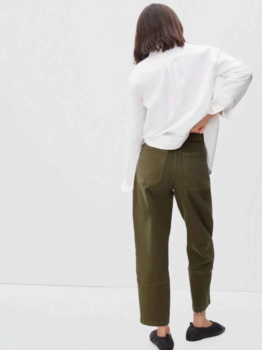 Everlane Utility Barrel Pants Olive Green 6 High Rise Cropped Organic Cotton - Picture 2 of 7